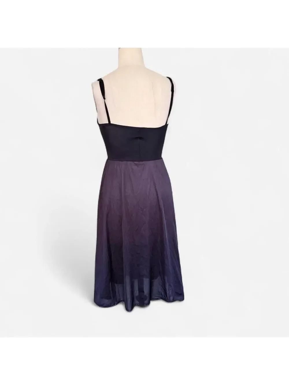 Vintage 90s Black Lace Bust Slip Dress in Black